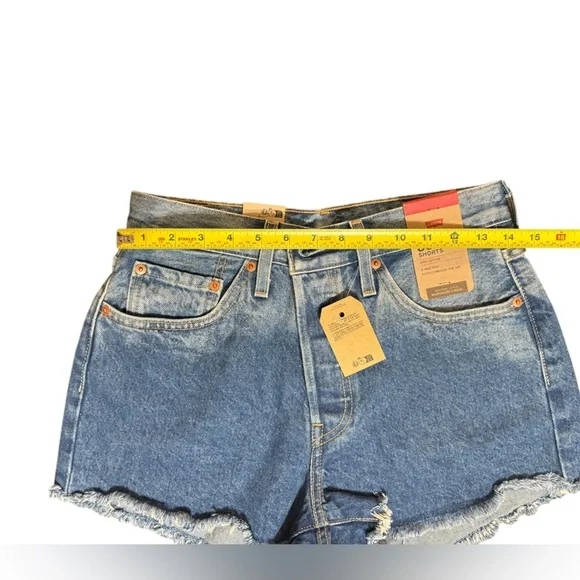 Levi's Blue Jean Shorts Distressed Cut-Off Style - Picture 11 of 11